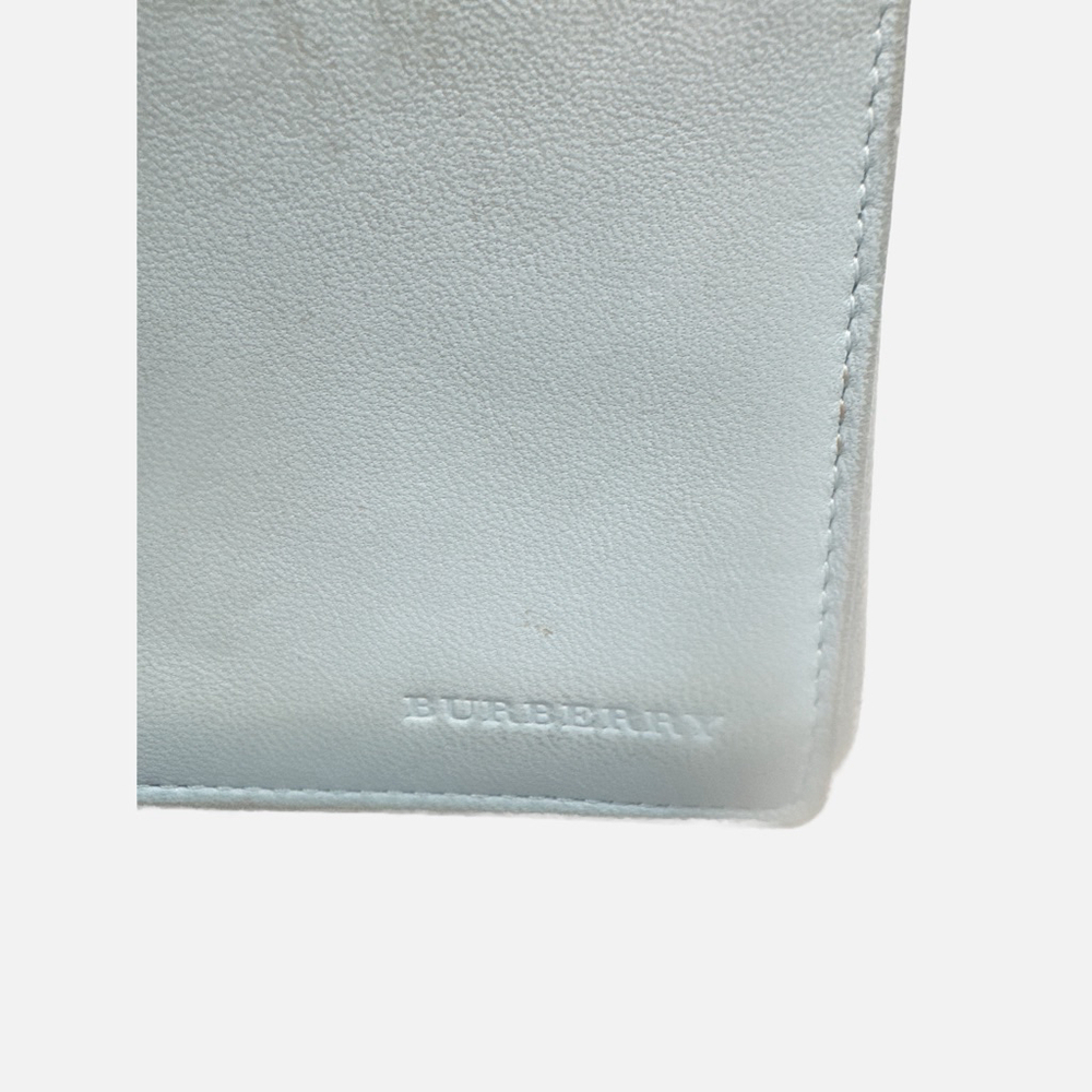 Burberry Baby Blue Leather Wallet with Nova Check Interior - Picture 3 of 9